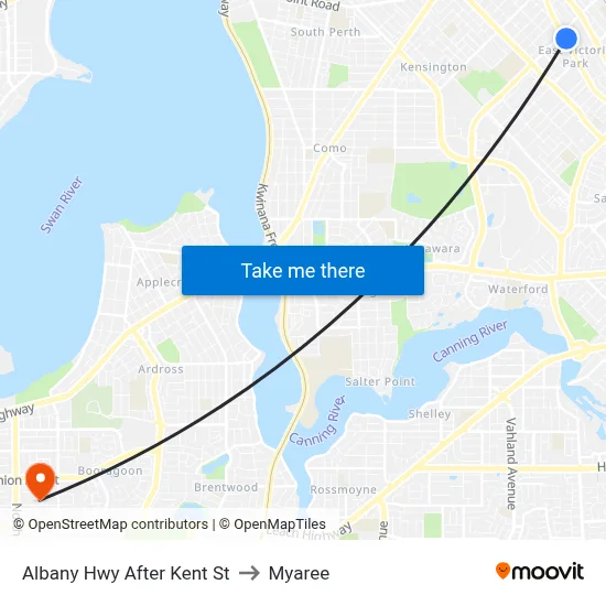 Albany Hwy After Kent St to Myaree map