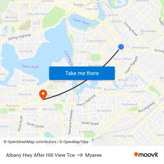 Albany Hwy After Hill View Tce to Myaree map