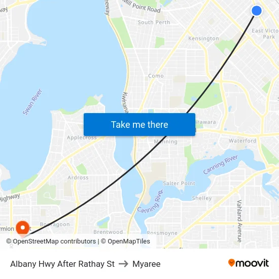Albany Hwy After Rathay St to Myaree map