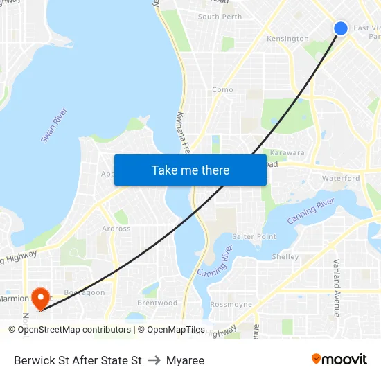 Berwick St After State St to Myaree map