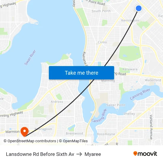 Lansdowne Rd Before Sixth Av to Myaree map