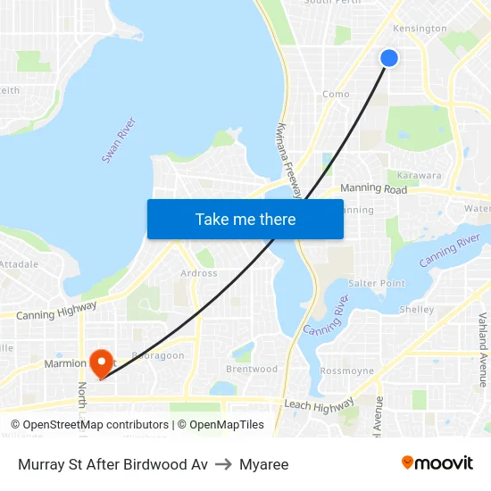 Murray St After Birdwood Av to Myaree map