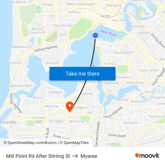 Mill Point Rd After Stirling St to Myaree map