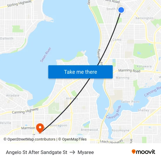 Angelo St After Sandgate St to Myaree map