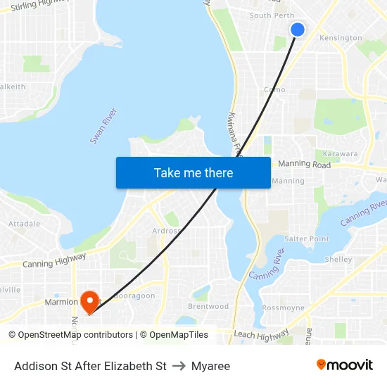 Addison St After Elizabeth St to Myaree map
