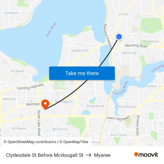 Clydesdale St Before Mcdougall St to Myaree map