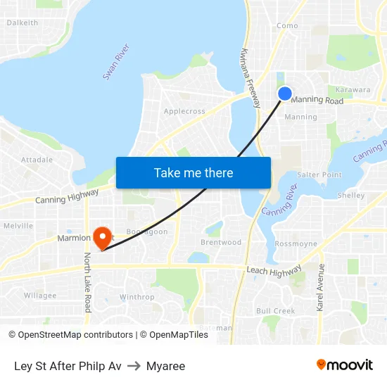 Ley St After Philp Av to Myaree map