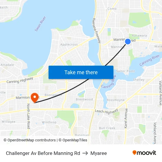 Challenger Av Before Manning Rd to Myaree map
