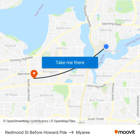 Redmond St Before Howard Pde to Myaree map