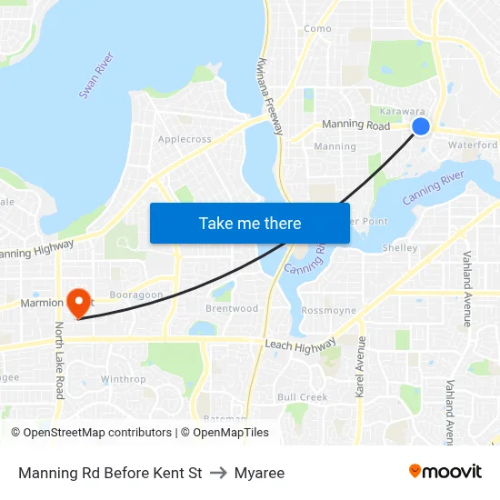 Manning Rd Before Kent St to Myaree map