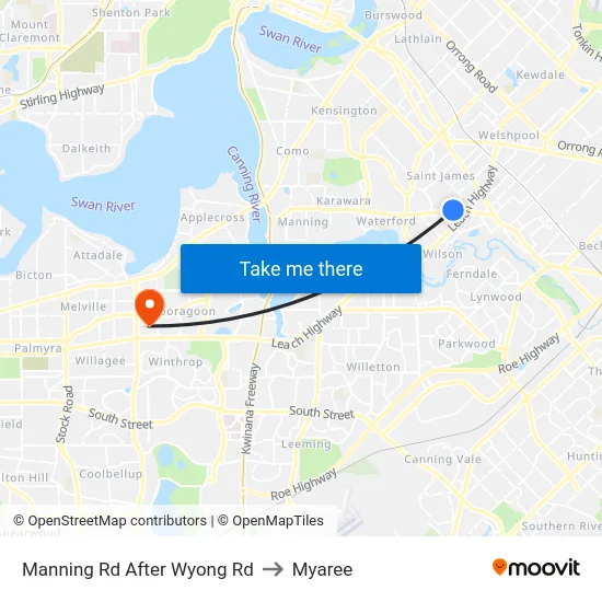 Manning Rd After Wyong Rd to Myaree map