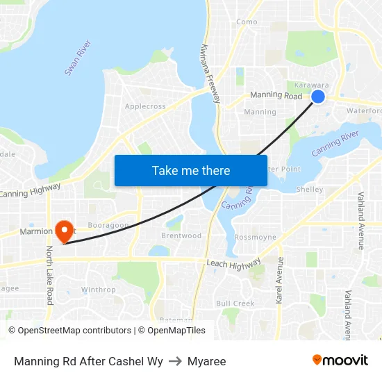 Manning Rd After Cashel Wy to Myaree map