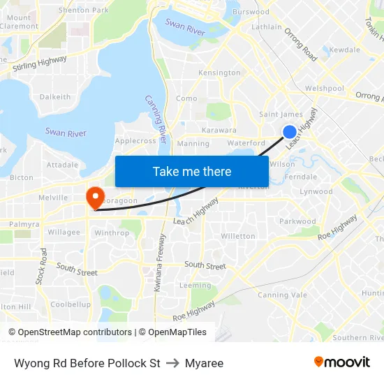 Wyong Rd Before Pollock St to Myaree map