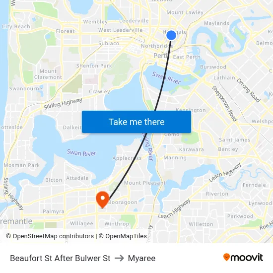Beaufort St After Bulwer St to Myaree map