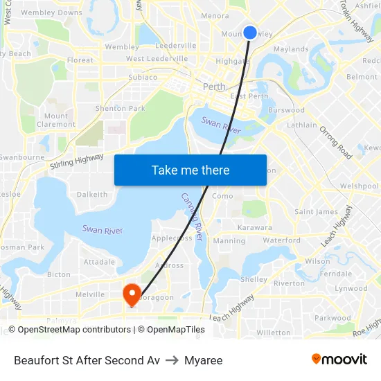 Beaufort St After Second Av to Myaree map