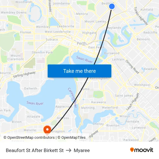 Beaufort St After Birkett St to Myaree map