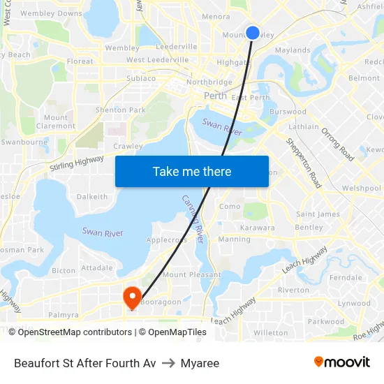 Beaufort St After Fourth Av to Myaree map