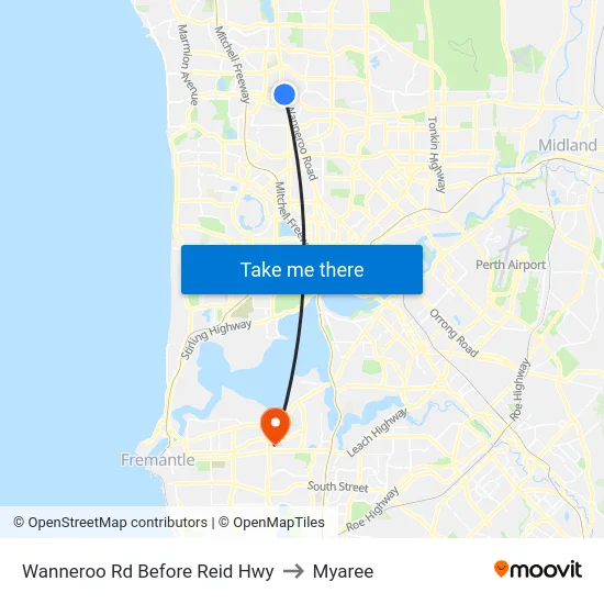 Wanneroo Rd Before Reid Hwy to Myaree map