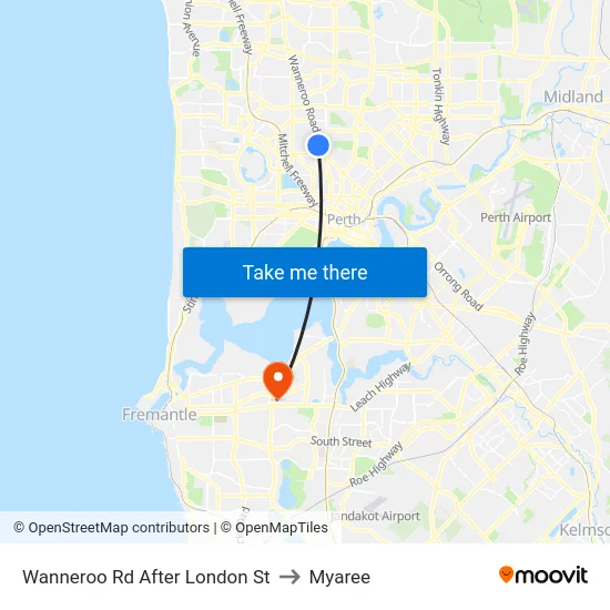 Wanneroo Rd After London St to Myaree map