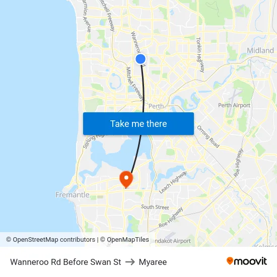 Wanneroo Rd Before Swan St to Myaree map