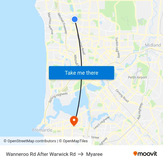 Wanneroo Rd After Warwick Rd to Myaree map