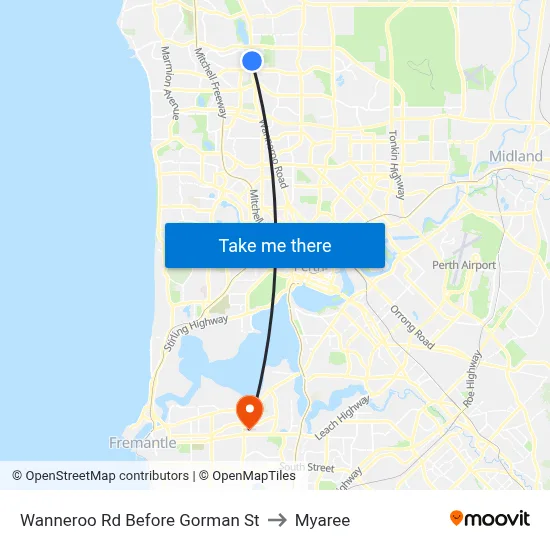 Wanneroo Rd Before Gorman St to Myaree map