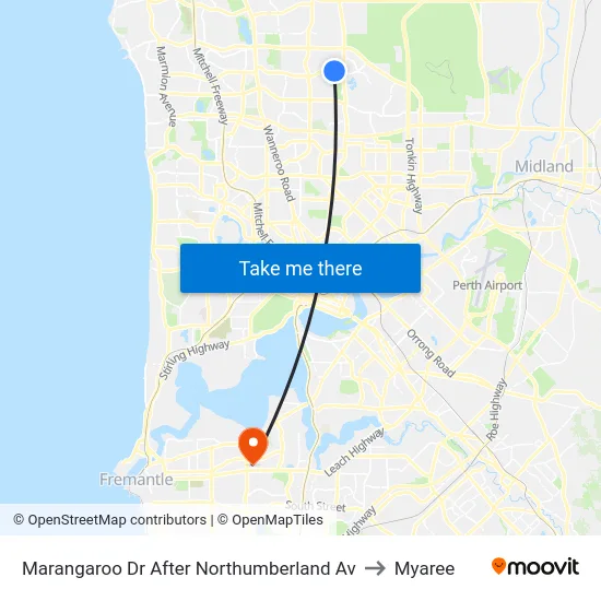 Marangaroo Dr After Northumberland Av to Myaree map