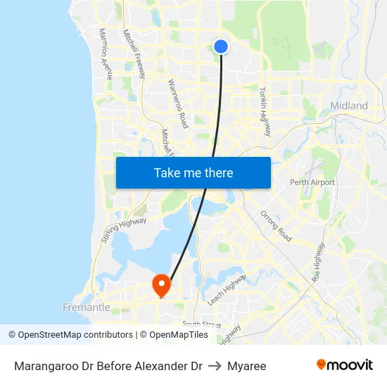 Marangaroo Dr Before Alexander Dr to Myaree map