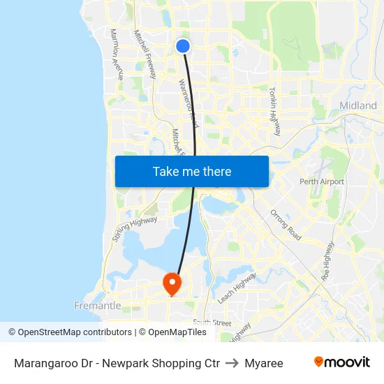 Marangaroo Dr - Newpark Shopping Ctr to Myaree map