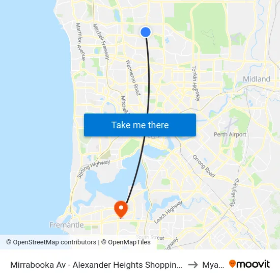 Mirrabooka Av - Alexander Heights Shopping Ctr Stand 2 to Myaree map