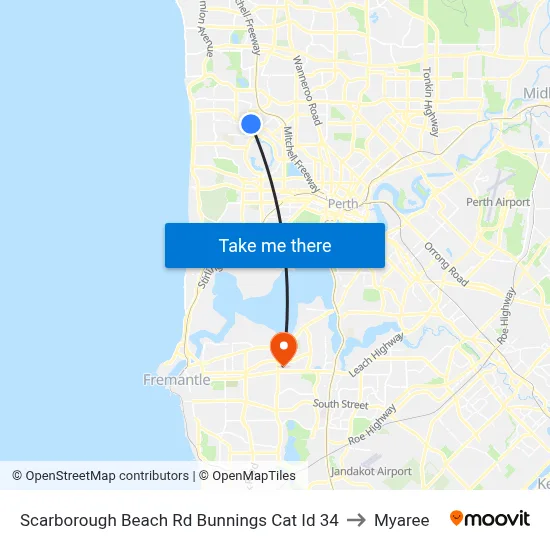 Scarborough Beach Rd Bunnings Cat Id 34 to Myaree map