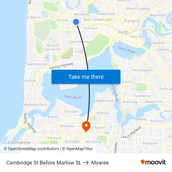 Cambridge St Before Marlow St to Myaree map