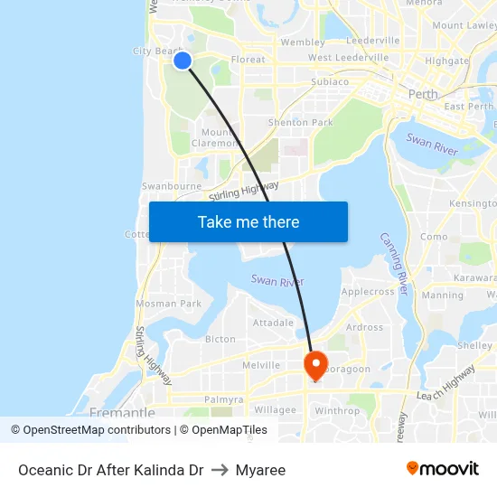 Oceanic Dr After Kalinda Dr to Myaree map