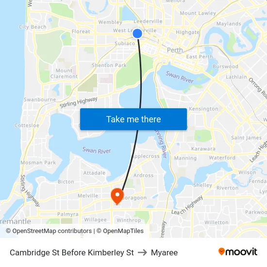 Cambridge St Before Kimberley St to Myaree map