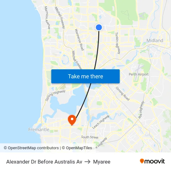 Alexander Dr Before Australis Av to Myaree map