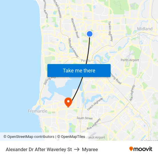 Alexander Dr After Waverley St to Myaree map