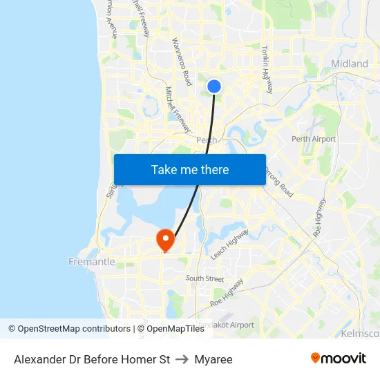 Alexander Dr Before Homer St to Myaree map
