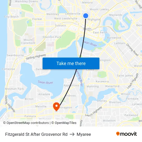 Fitzgerald St After Grosvenor Rd to Myaree map
