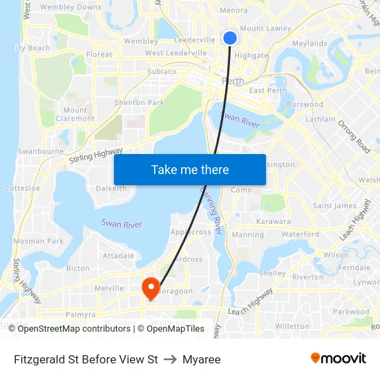 Fitzgerald St Before View St to Myaree map