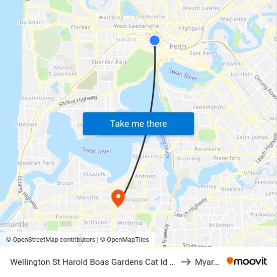 Wellington St Harold Boas Gardens Cat Id 41 to Myaree map