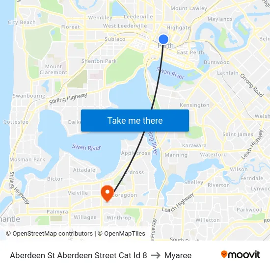 Aberdeen St Aberdeen Street Cat Id 8 to Myaree map