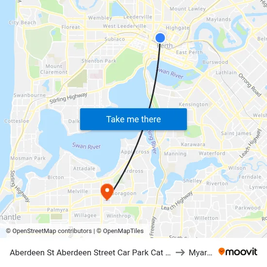 Aberdeen St Aberdeen Street Car Park Cat Id 9 to Myaree map