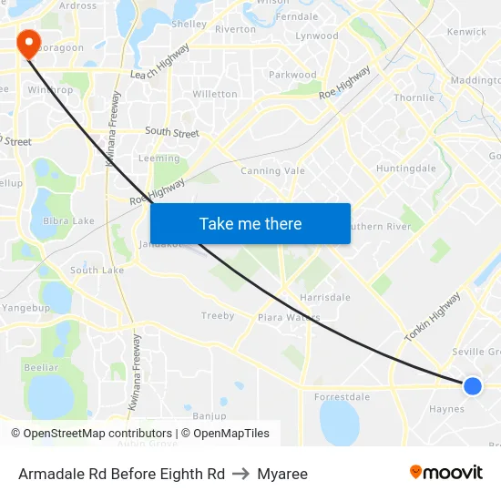 Armadale Rd Before Eighth Rd to Myaree map