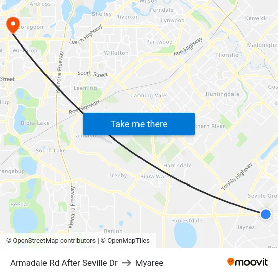Armadale Rd After Seville Dr to Myaree map
