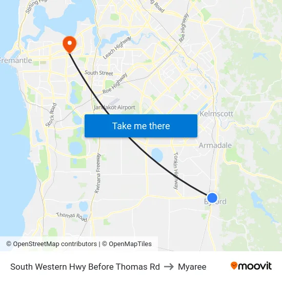 South Western Hwy Before Thomas Rd to Myaree map