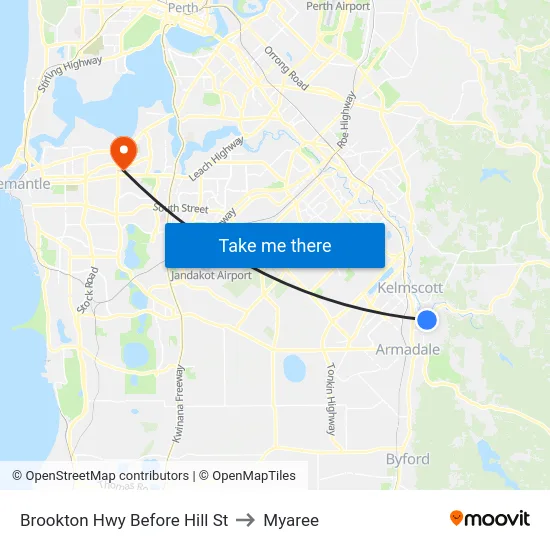 Brookton Hwy Before Hill St to Myaree map