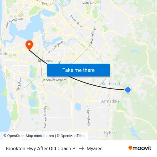 Brookton Hwy After Old Coach Pl to Myaree map