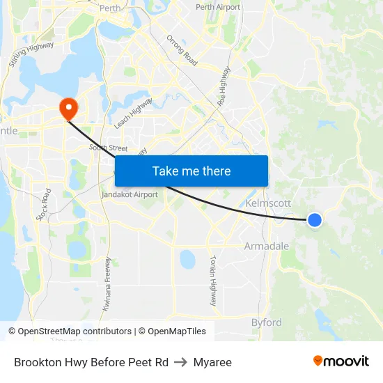 Brookton Hwy Before Peet Rd to Myaree map