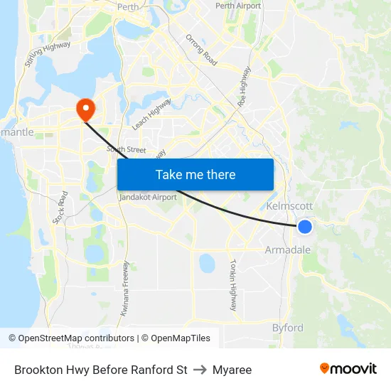 Brookton Hwy Before Ranford St to Myaree map