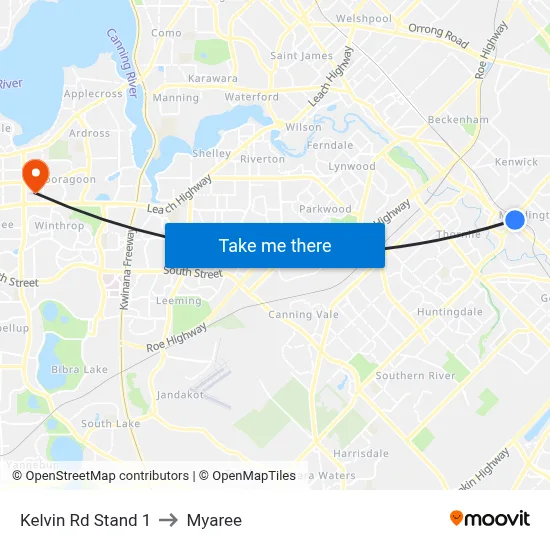 Kelvin Rd Stand 1 to Myaree map